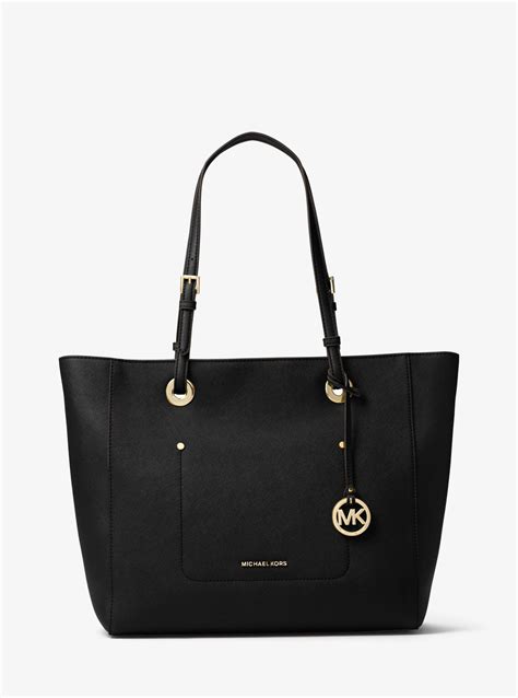 michael kors tote leather bag|Michael Kors saffiano leather tote.